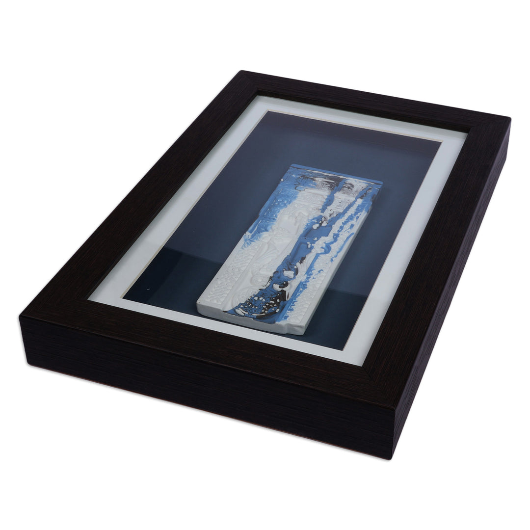 Abstract-Themed Blue and Black Cross Porcelain Wall Art - Sanahin Legacy