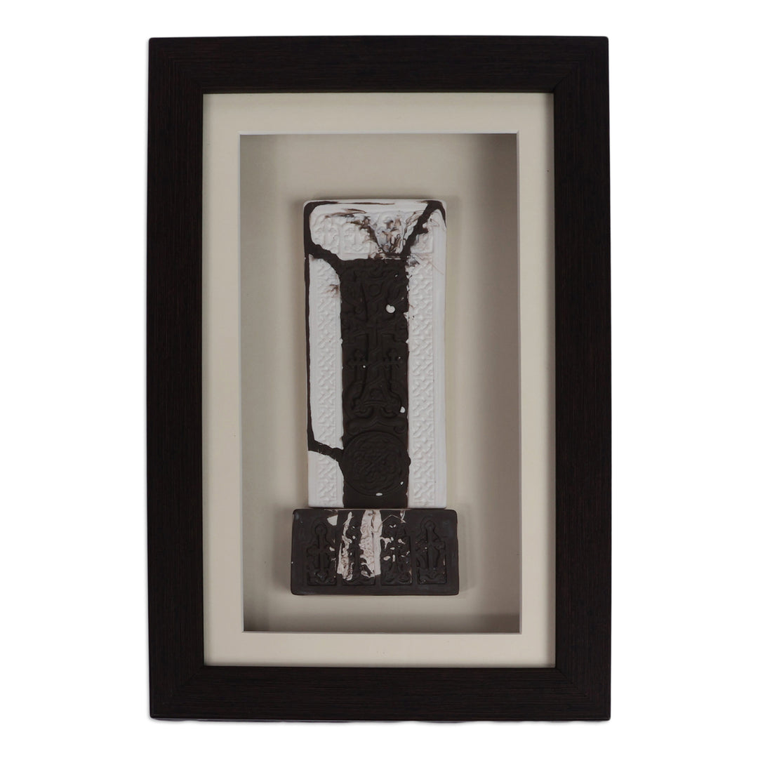 Minimalist White and Black Cross-Themed Porcelain Wall Art - Twilight Cross