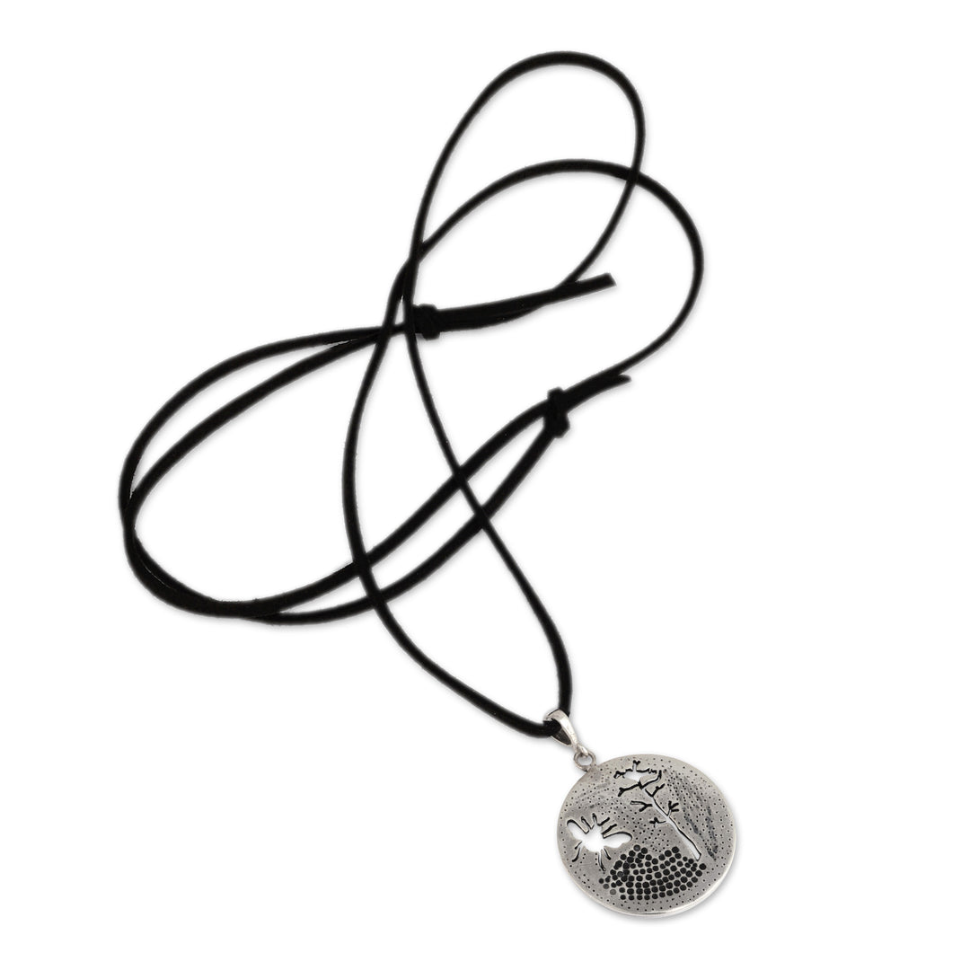 Nature-Themed Bee and Tree Sterling Silver Pendant Necklace - Bee & Tree