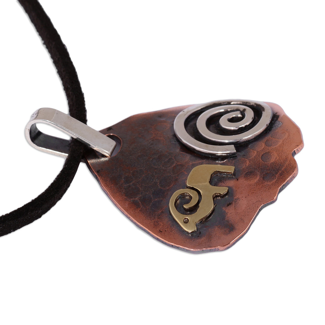 Oxidized Multi-Metal Ram Pendant Necklace Made in Armenia - Noble Ram