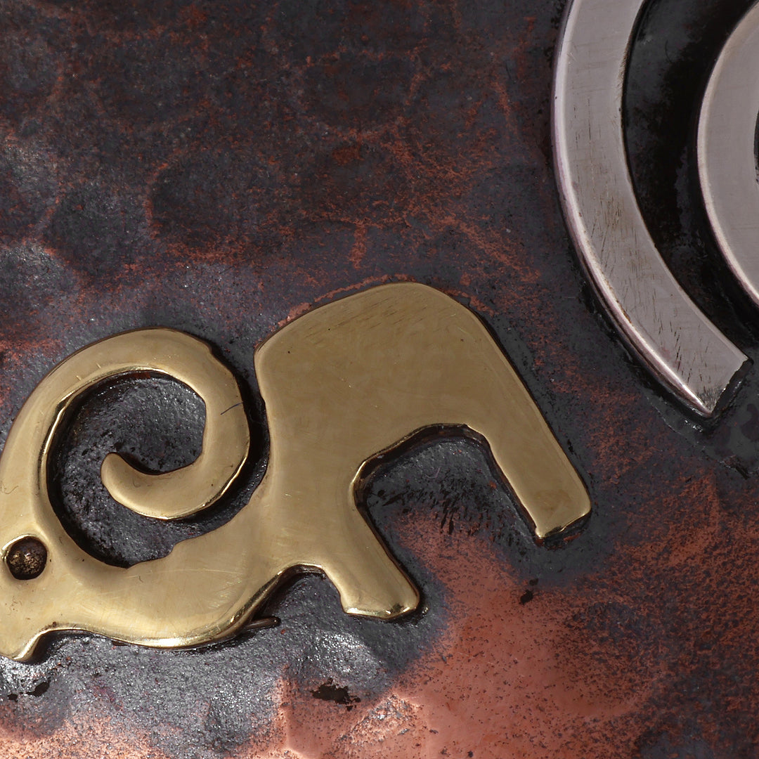 Oxidized Multi-Metal Ram Pendant Necklace Made in Armenia - Noble Ram