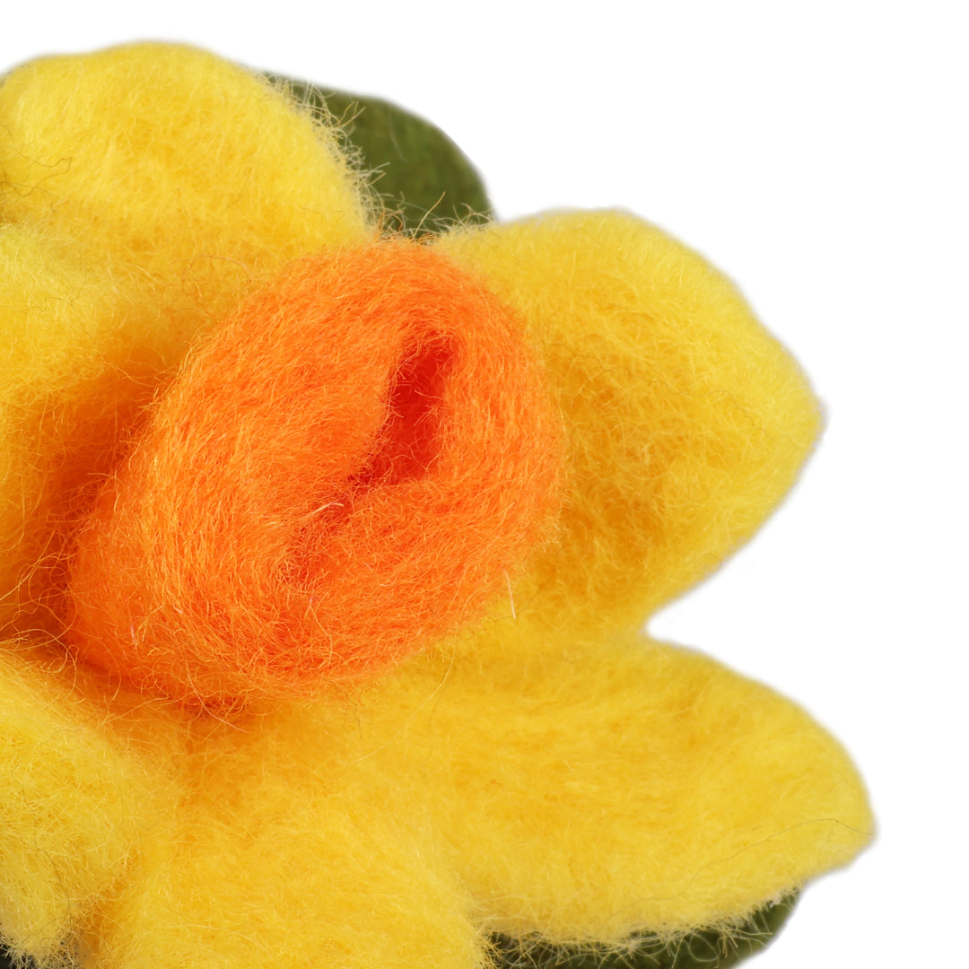 Fair Trade Daffodil-Shaped 3-Piece Wool Felt Home Accent Set - Daffodil Illusion