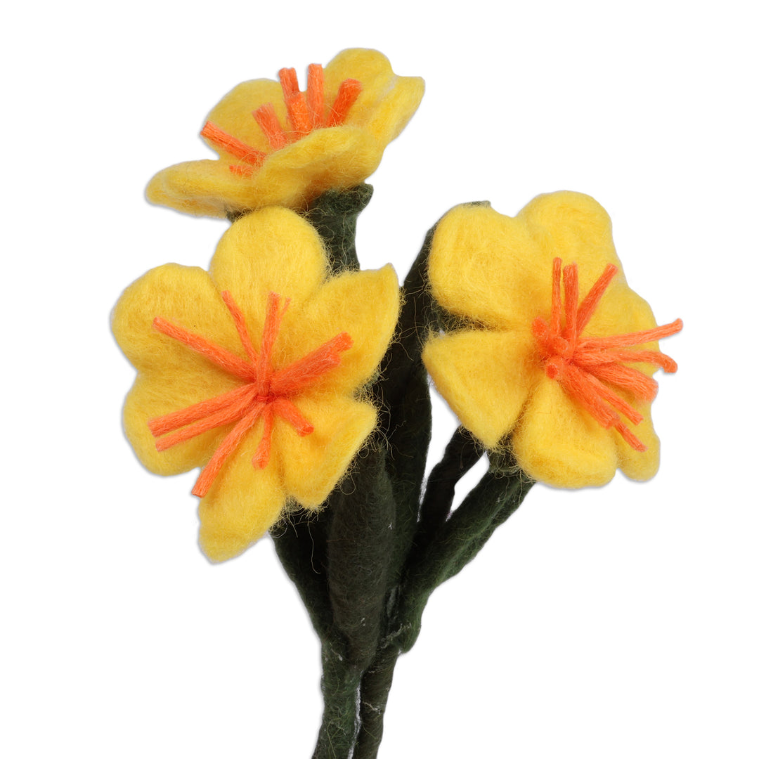 Spring-Themed 3-Piece Yellow Lily Wool Felt Home Accent Set - Yellow Lily Illusion