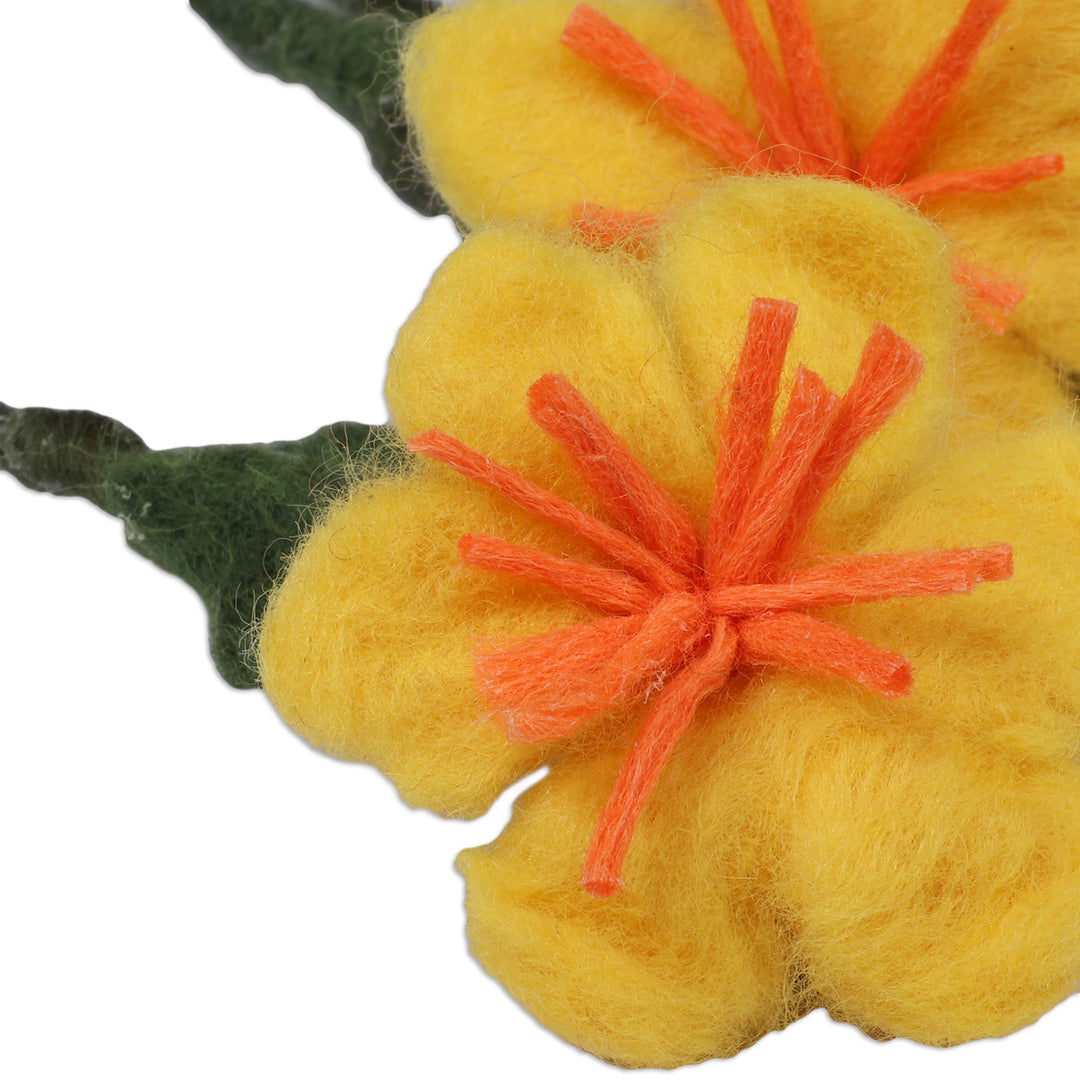 Spring-Themed 3-Piece Yellow Lily Wool Felt Home Accent Set - Yellow Lily Illusion