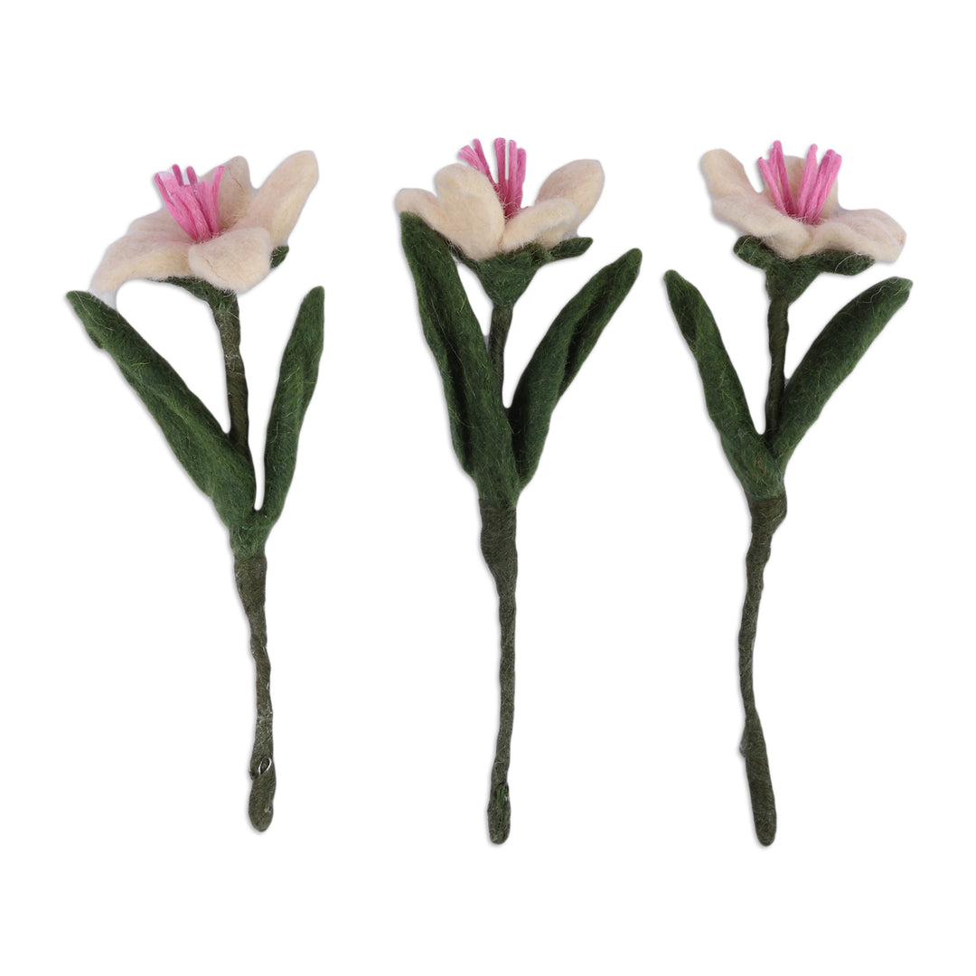 Armenian Handmade 3-Piece Lily Wool Felt Home Accent Set - Lily Illusion