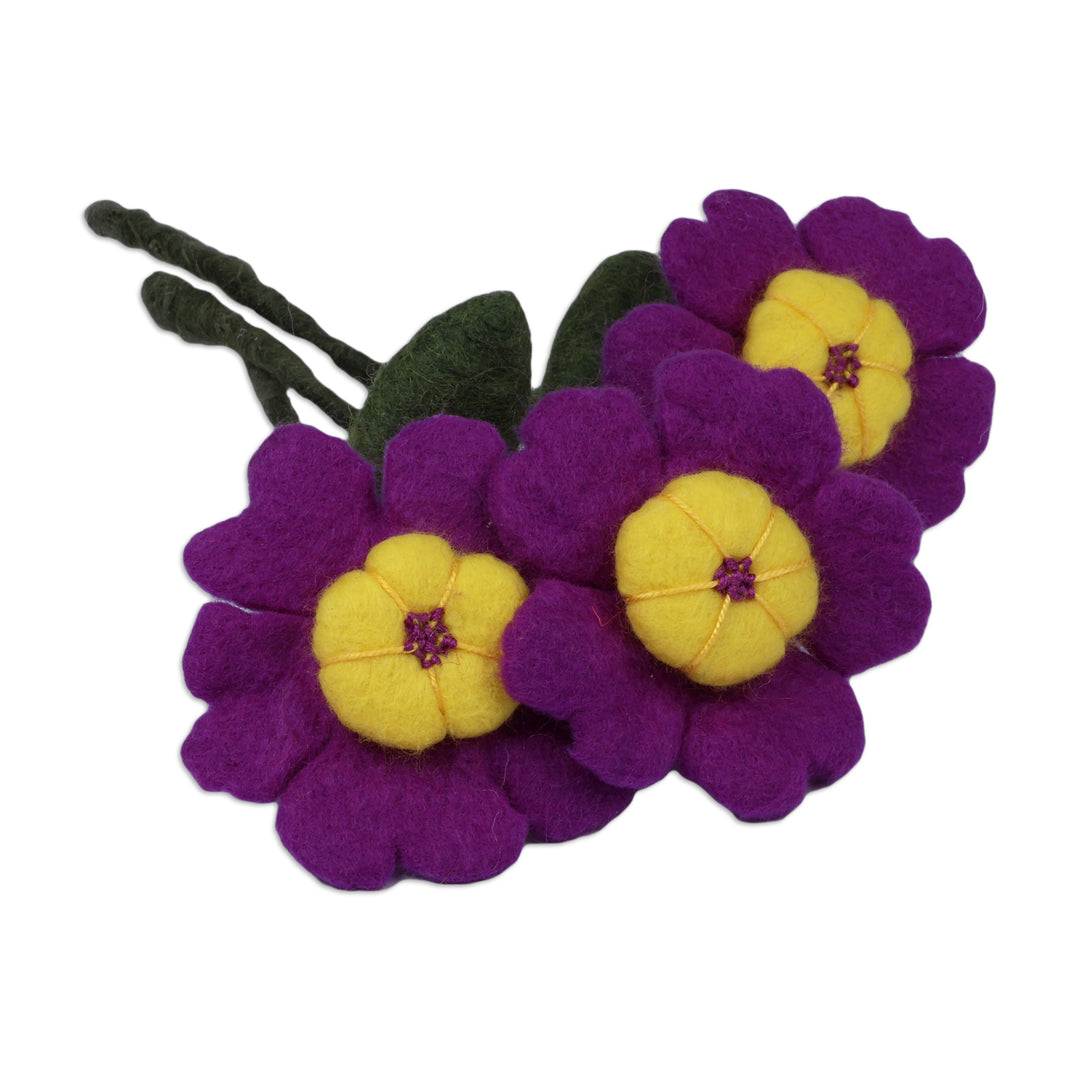 Whimsical 3-Piece Purple Myosotis Wool Felt Home Accent Set - Myosotis Illusion