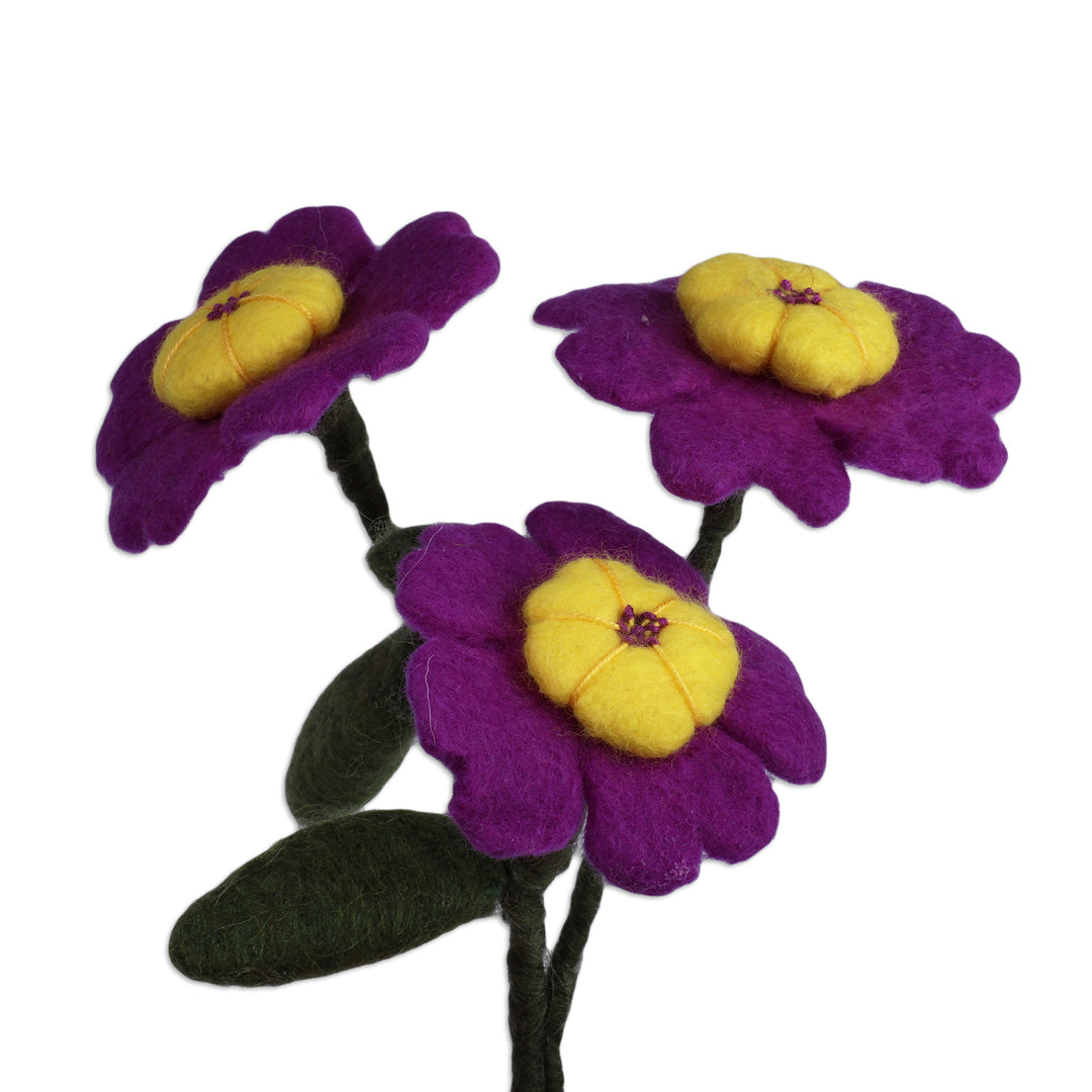 Whimsical 3-Piece Purple Myosotis Wool Felt Home Accent Set - Myosotis Illusion