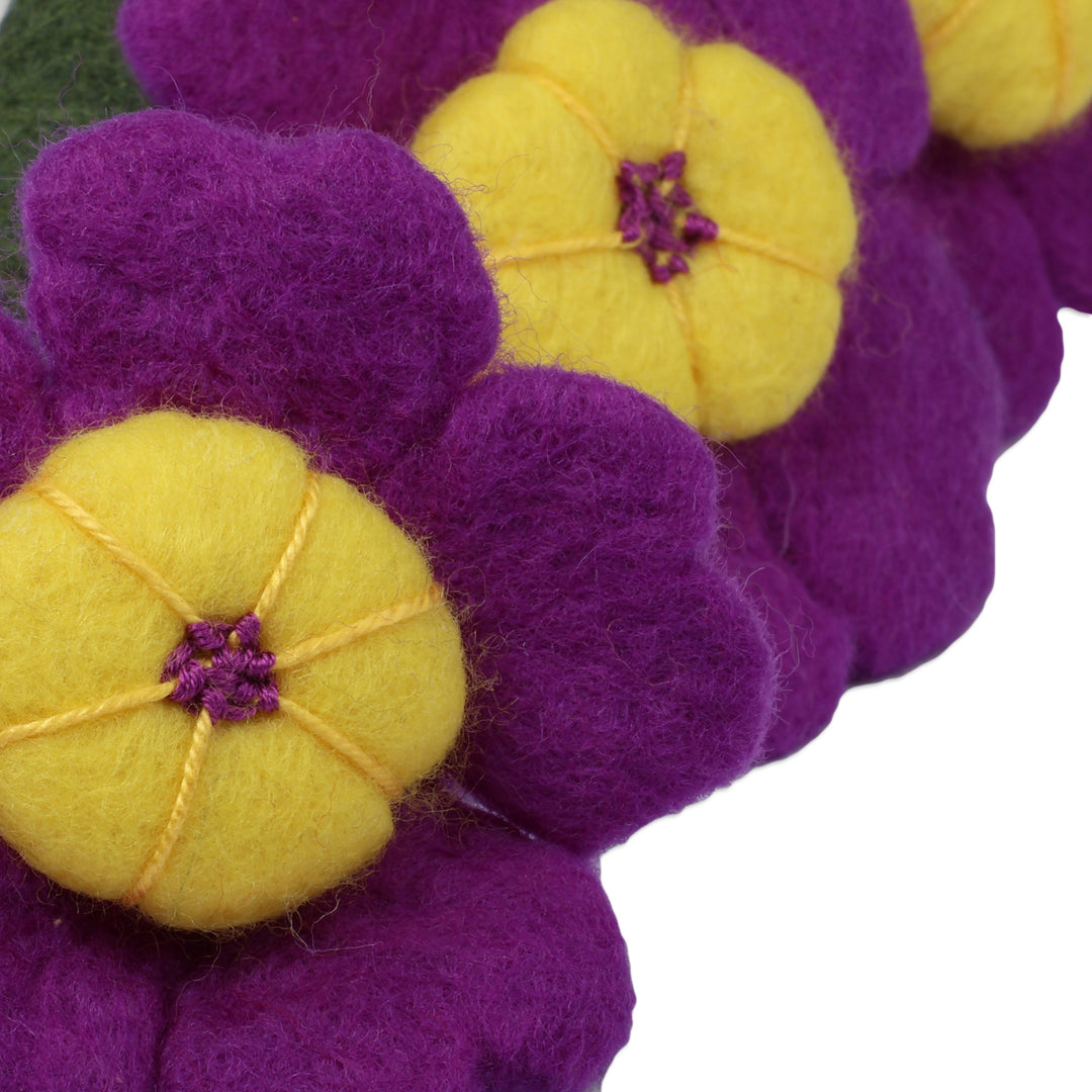 Whimsical 3-Piece Purple Myosotis Wool Felt Home Accent Set - Myosotis Illusion