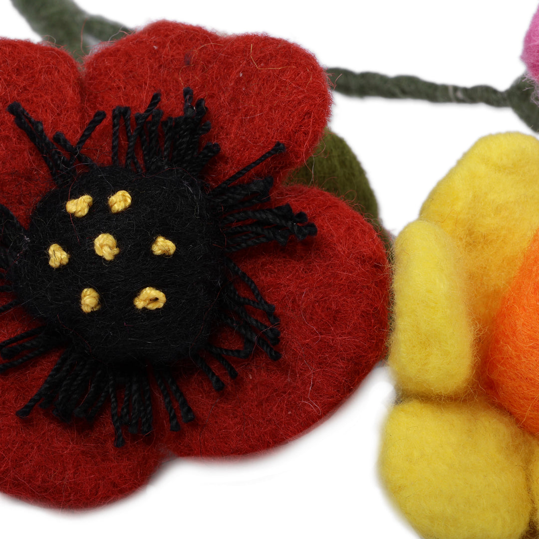 Spring-Themed Set of 3 Armenian-Made Wool Felt Home Accents - Primaveral Illusion