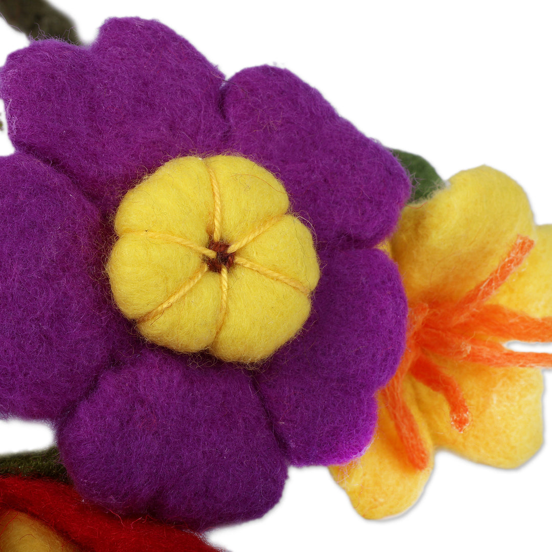 Nature-Inspired Set of 3 Wool Felt Home Accents from Armenia - Heartfelt Illusion