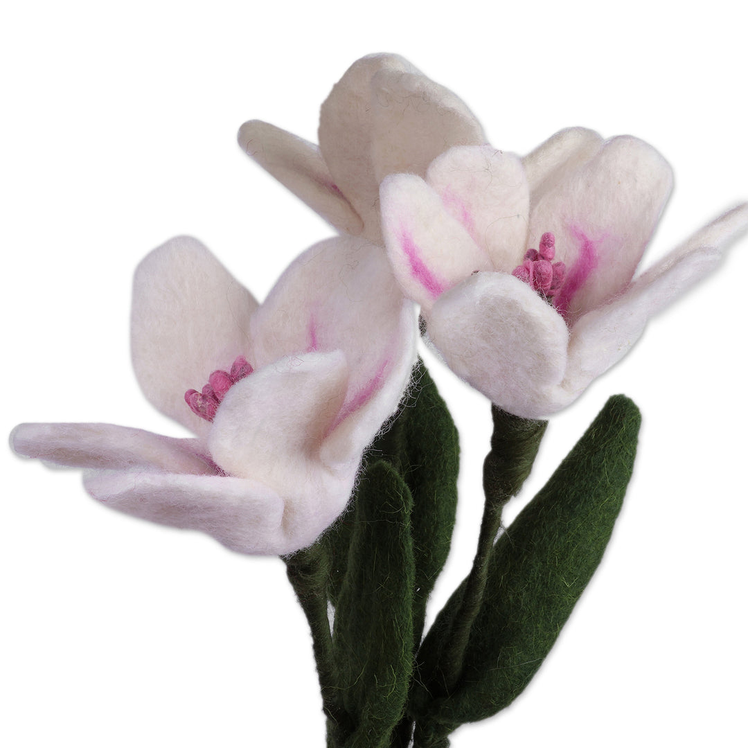 Set of Three Large-Sized Lily-Themed Wool Felt Home Accents - Lily Illusion