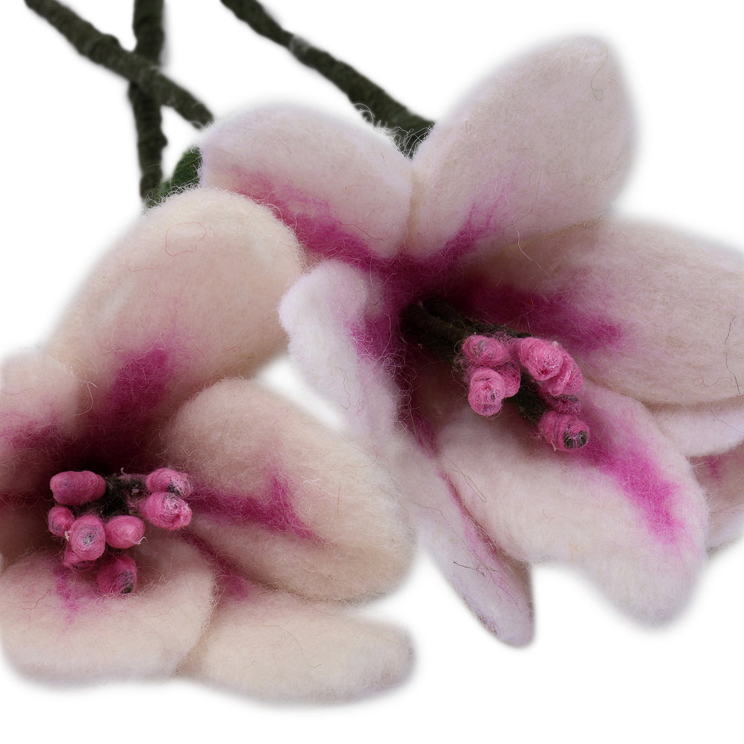 Set of Three Large-Sized Lily-Themed Wool Felt Home Accents - Lily Illusion