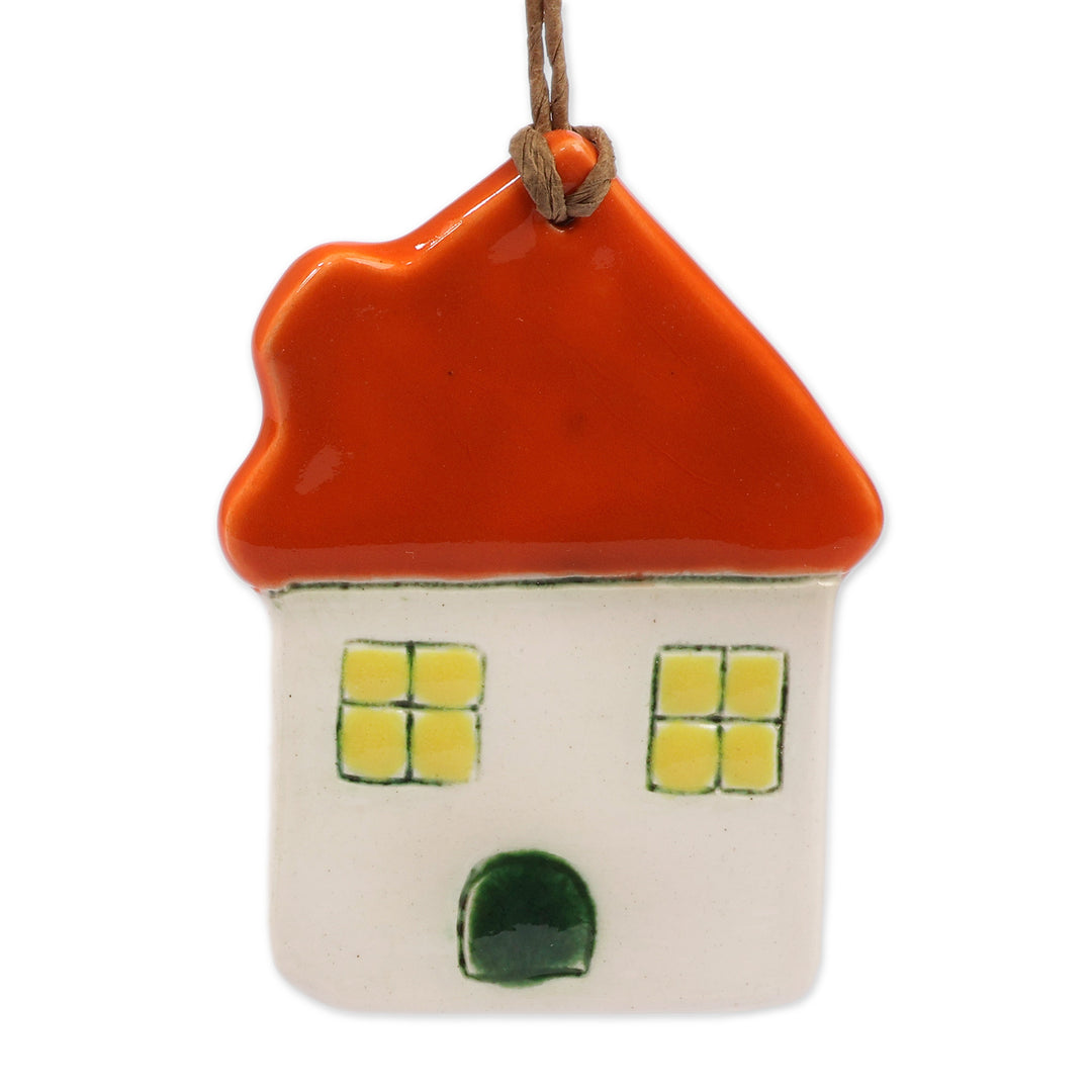 Whimsical 3-Piece Ceramic House Ornament Set from Armenia - Naif City