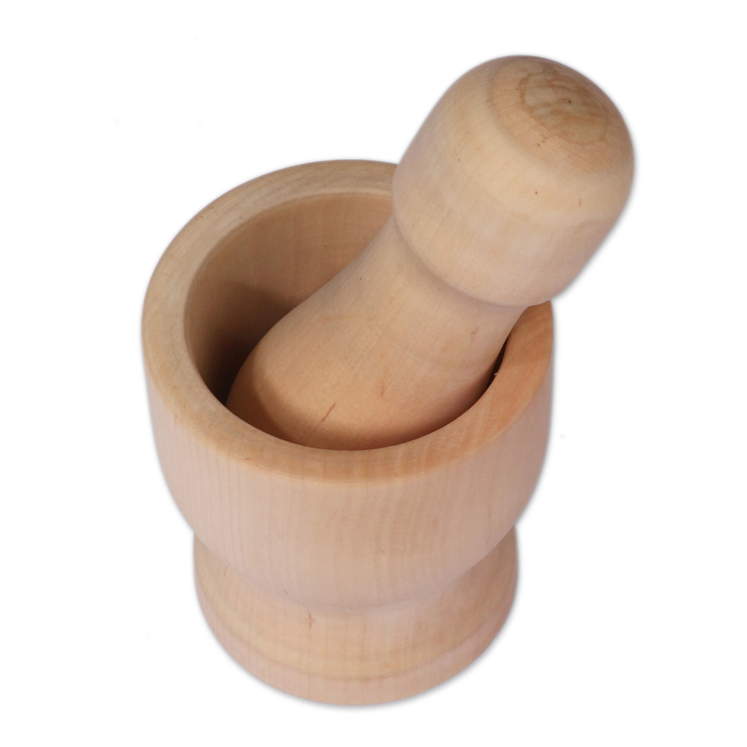 Polished Peach Wood Mortar and Pestle Set Crafted in Armenia - Minimalist Essentials