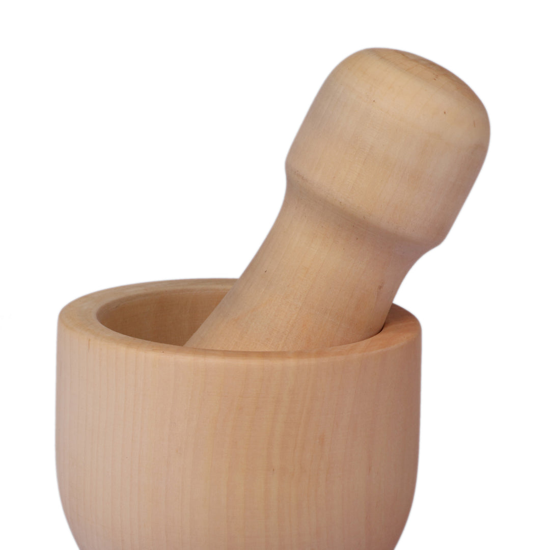 Polished Peach Wood Mortar and Pestle Set Crafted in Armenia - Minimalist Essentials
