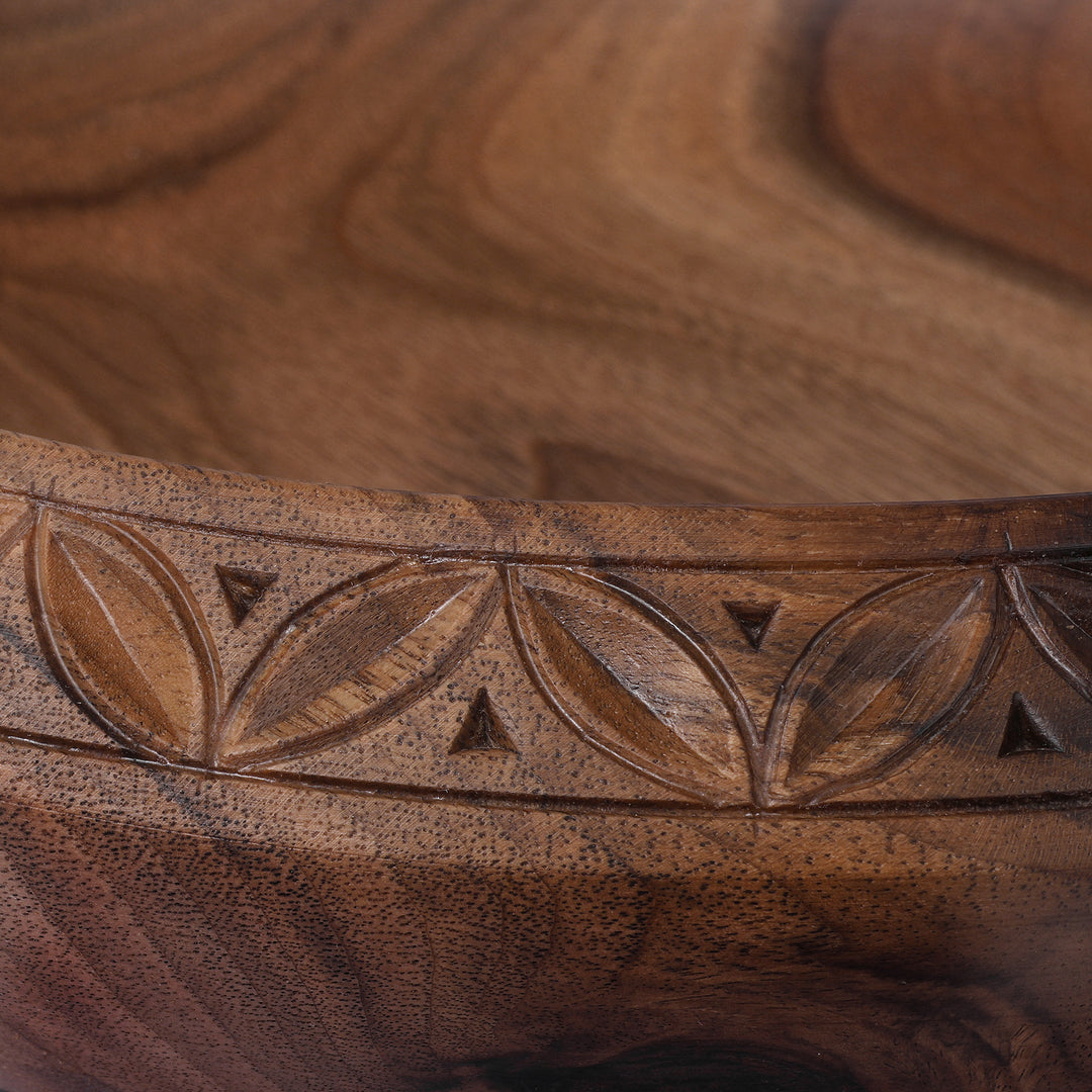 Fair Trade Hand-Carved Walnut Wood Serving Bowl from Armenia - Forest Focus