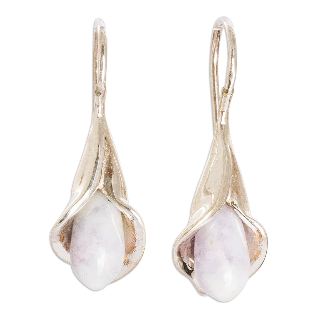 Purple Jade Arum-Lily Flower Drop Earrings from Guatemala - Joyous Lilies