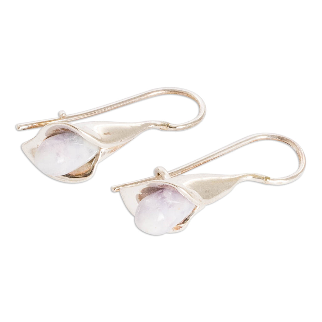 Purple Jade Arum-Lily Flower Drop Earrings from Guatemala - Joyous Lilies