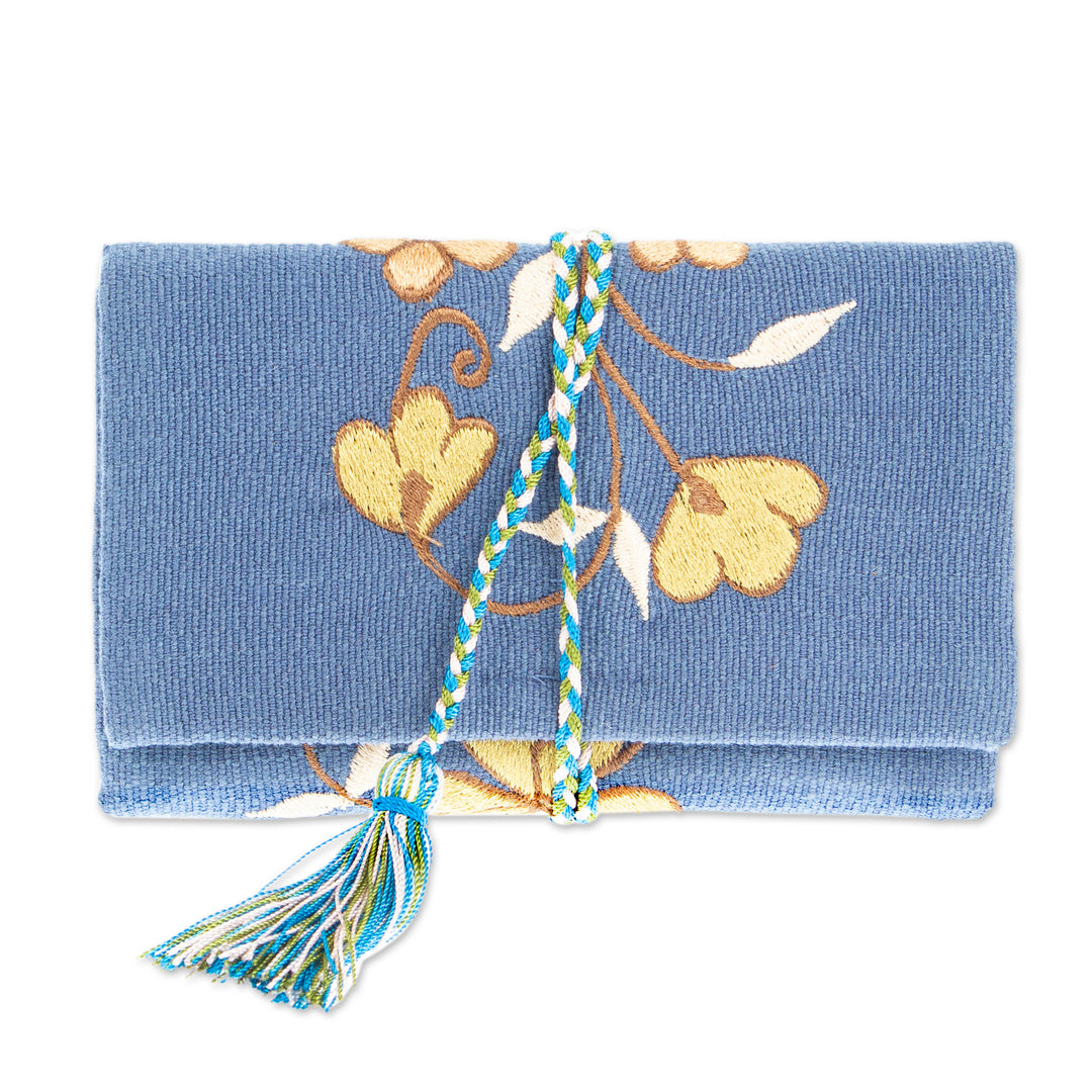 Handcrafted Cotton Cable Organizer - Golden Flowers
