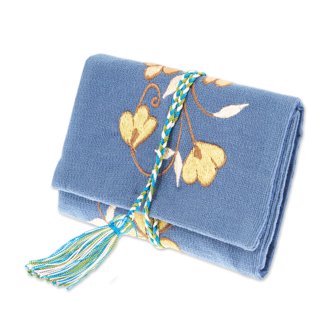 Handcrafted Cotton Cable Organizer - Golden Flowers