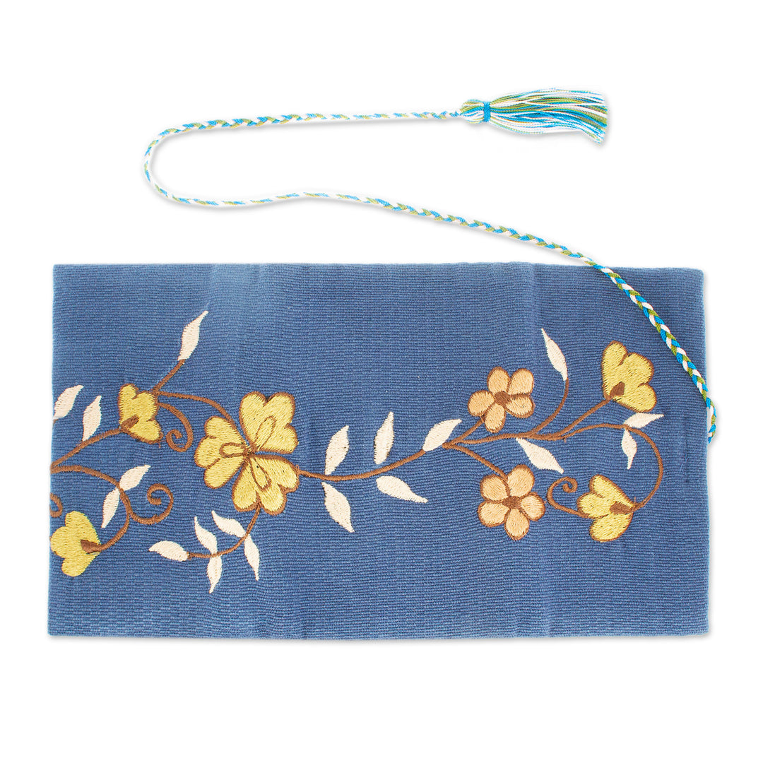 Handcrafted Cotton Cable Organizer - Golden Flowers