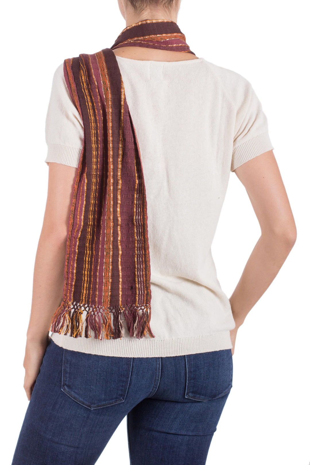 Artisan Crafted Cotton Blend Scarf from Central America - Maya Chocolate Shimmer