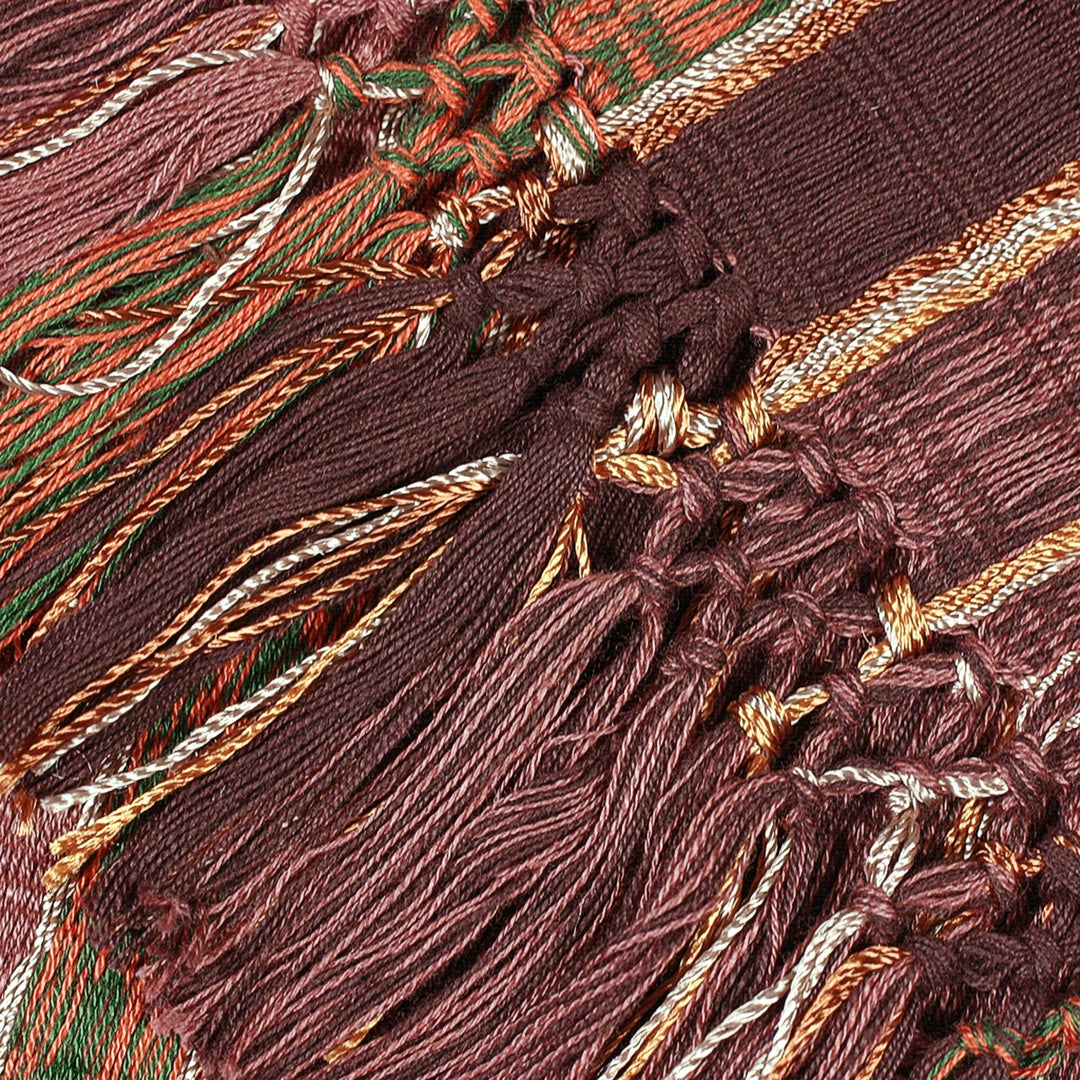 Artisan Crafted Cotton Blend Scarf from Central America - Maya Chocolate Shimmer