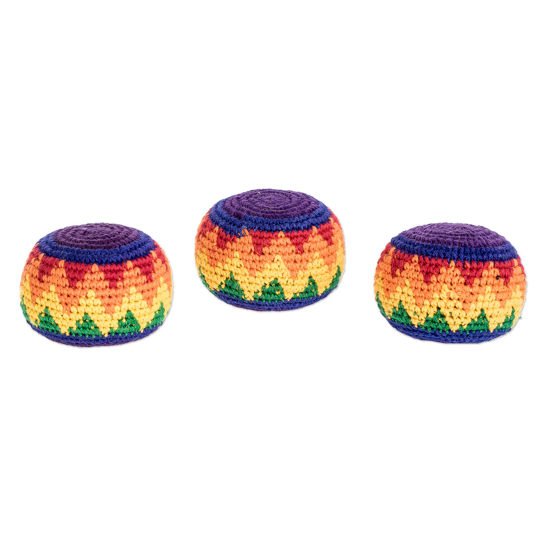 Multicolored Cotton Hacky Sacks (Set of 3) - Maya Colors