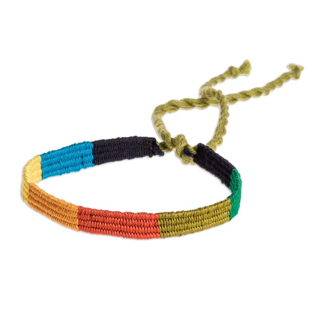 Set of 15 Multicolor Macrame Wristbands Made in Guatemala - Rainbow Sparkles
