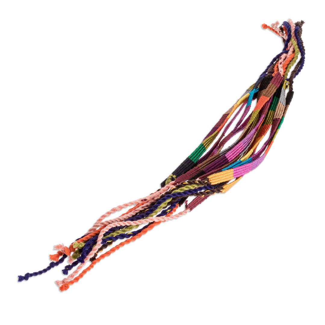 Set of 15 Multicolor Macrame Wristbands Made in Guatemala - Rainbow Sparkles