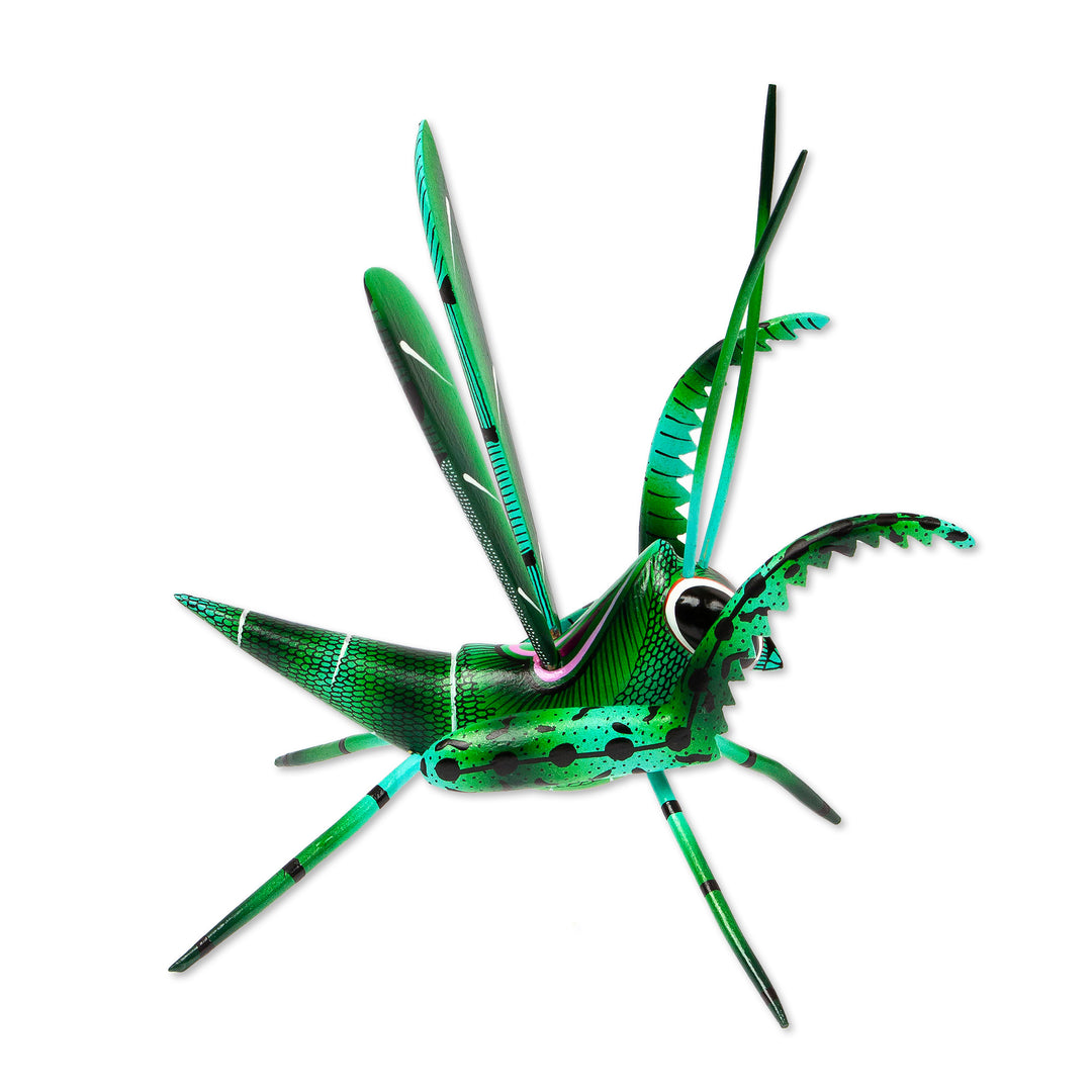Handcrafted Copal Wood Cricket Alebrije from Mexico - Cricket Song