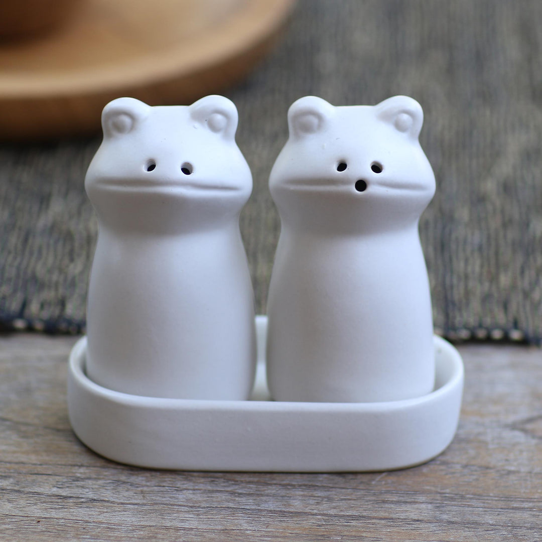 Fanciful Frogs in White