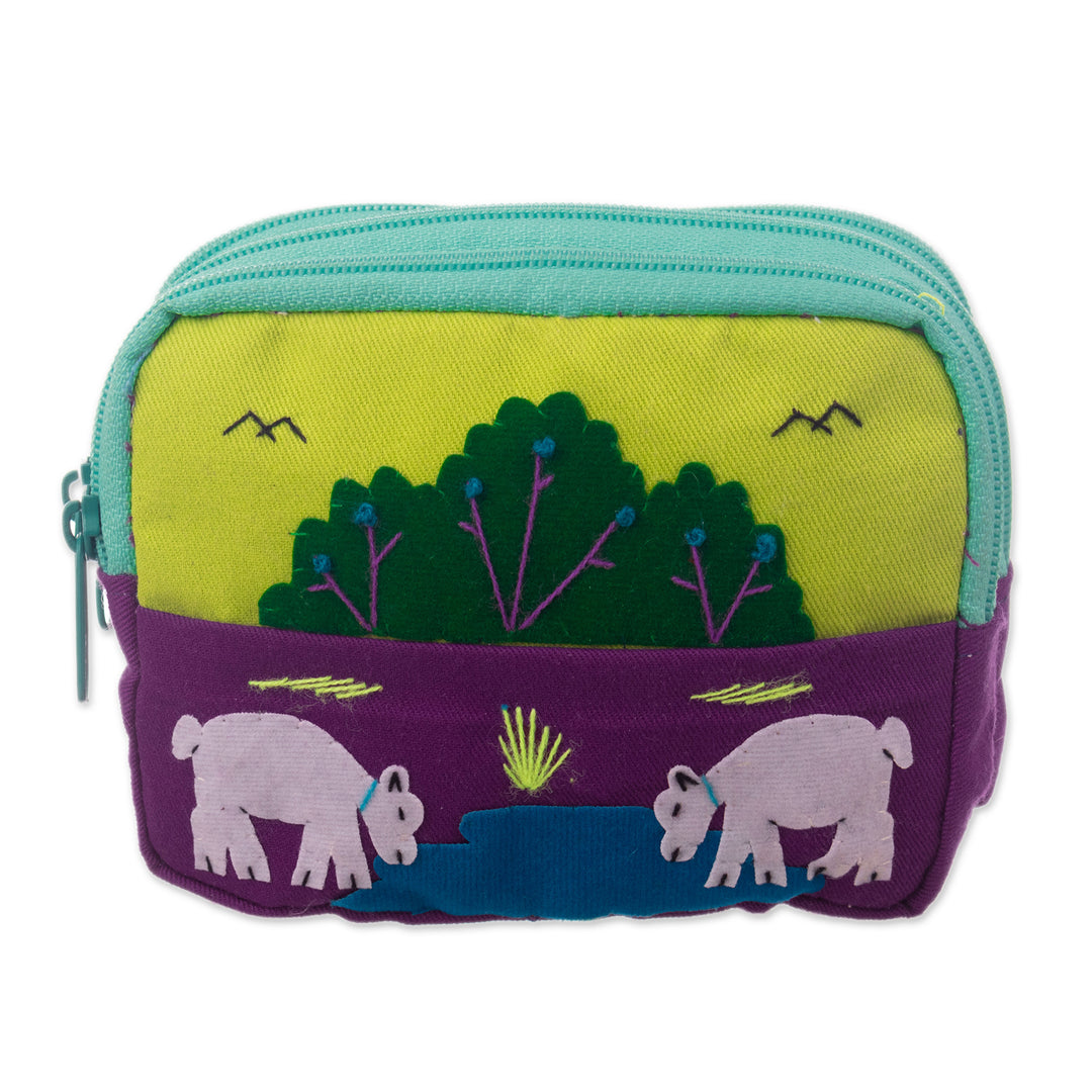 Cotton Blend Three-Compartment Cosmetic Toiletry Bag - Lovely Llamas