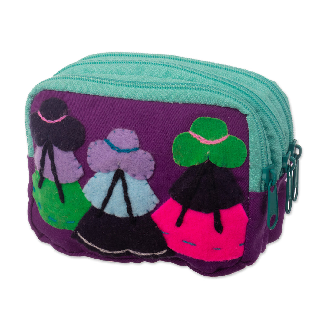 Cotton Blend Three-Compartment Cosmetic Toiletry Bag - Lovely Llamas