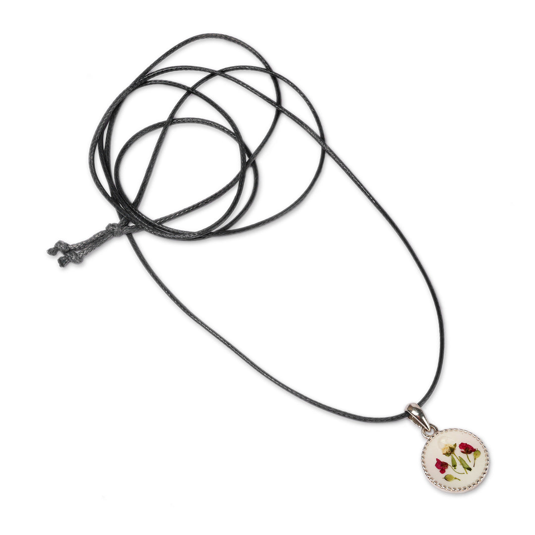 Spring-Themed Resin-Coated Natural Flower Pendant Necklace - Memory of Spring