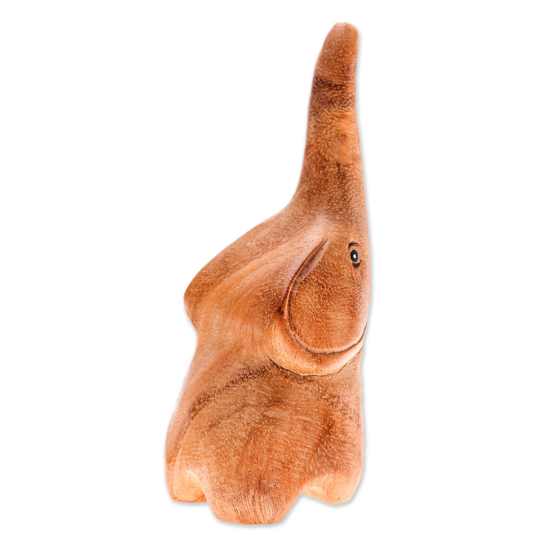 Raintree Wood Baby Elephant Figurine Hand-Carved in Thailand - Tiny Sweetness