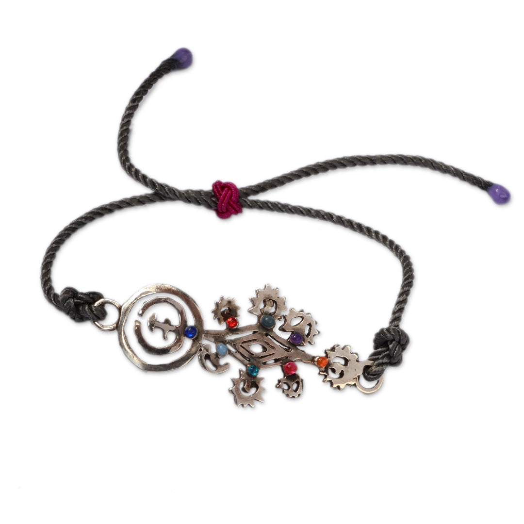 Silver Enamel Pendant Bracelet with Armenian Cosmos Symbols - Armenian Symbolism