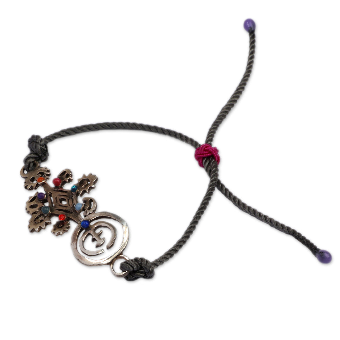 Silver Enamel Pendant Bracelet with Armenian Cosmos Symbols - Armenian Symbolism