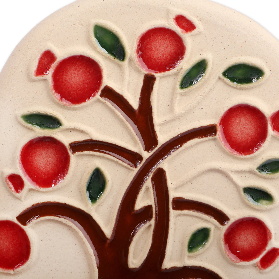 Glazed Pomegranate Tree-Themed Ceramic Magnet from Armenia - Pomegranate Life