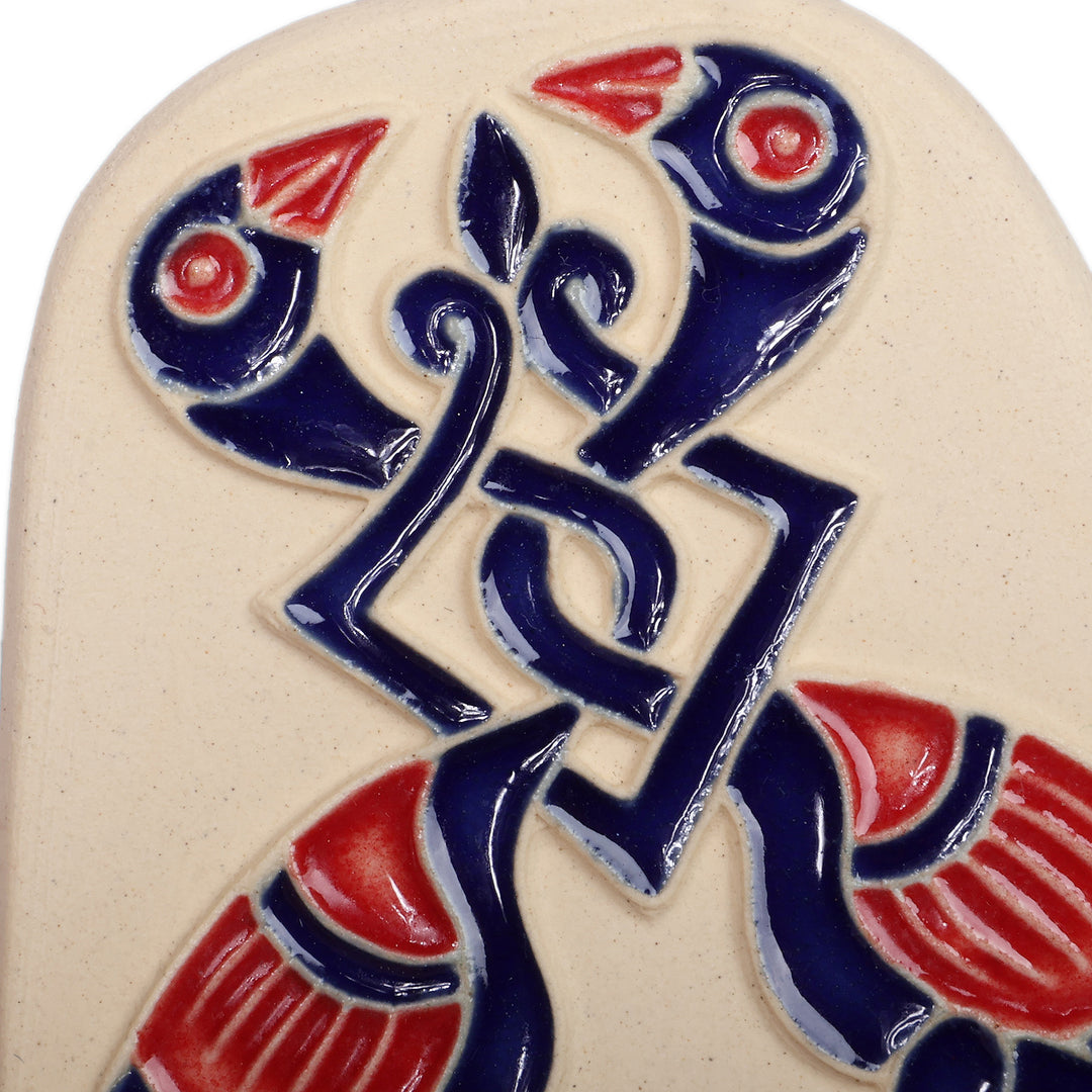 Hand-Painted Ivory Blue Armenian Freedom Bird Ceramic Magnet - Blue Freedom