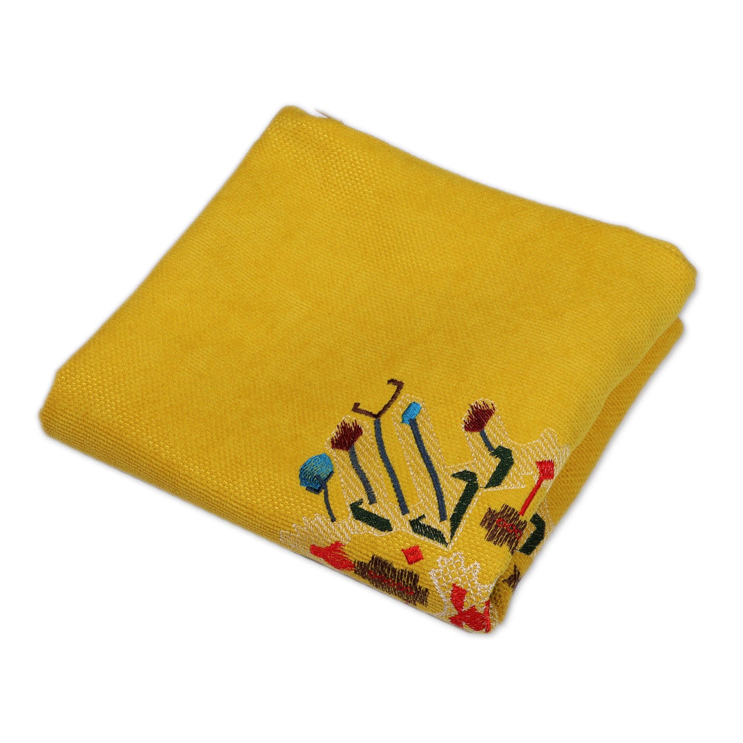 Marash Embroidered Yellow Cushion Cover with Acrylic Motif - Yellow Icon