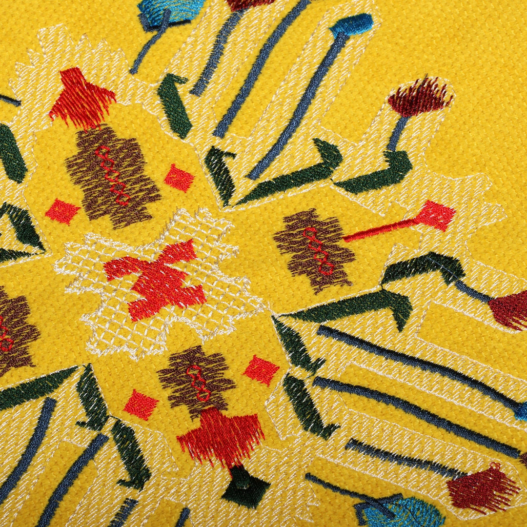 Marash Embroidered Yellow Cushion Cover with Acrylic Motif - Yellow Icon