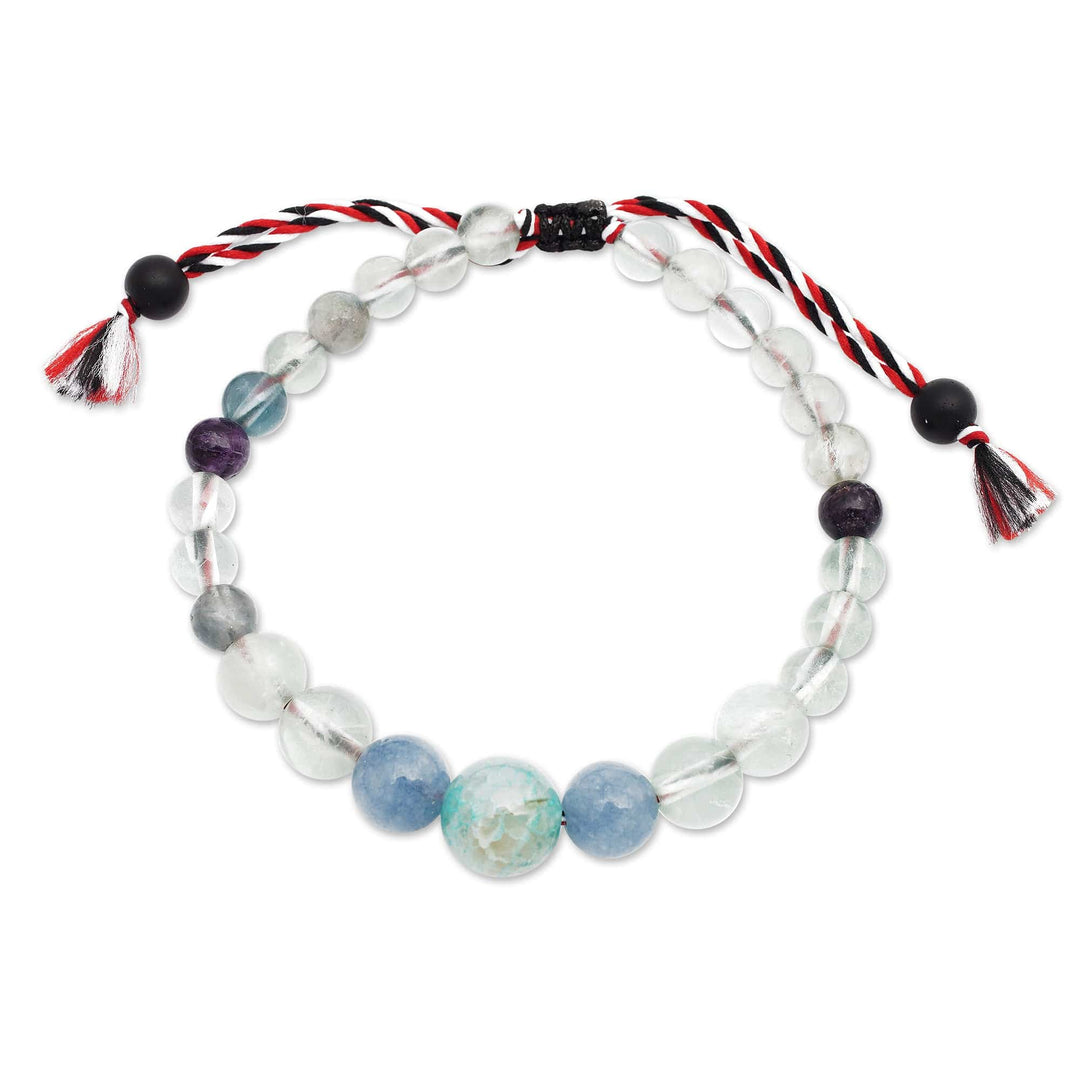Fair Trade Fluorite and Aquamarine Beaded Bracelet from Bali - Times of Serenity