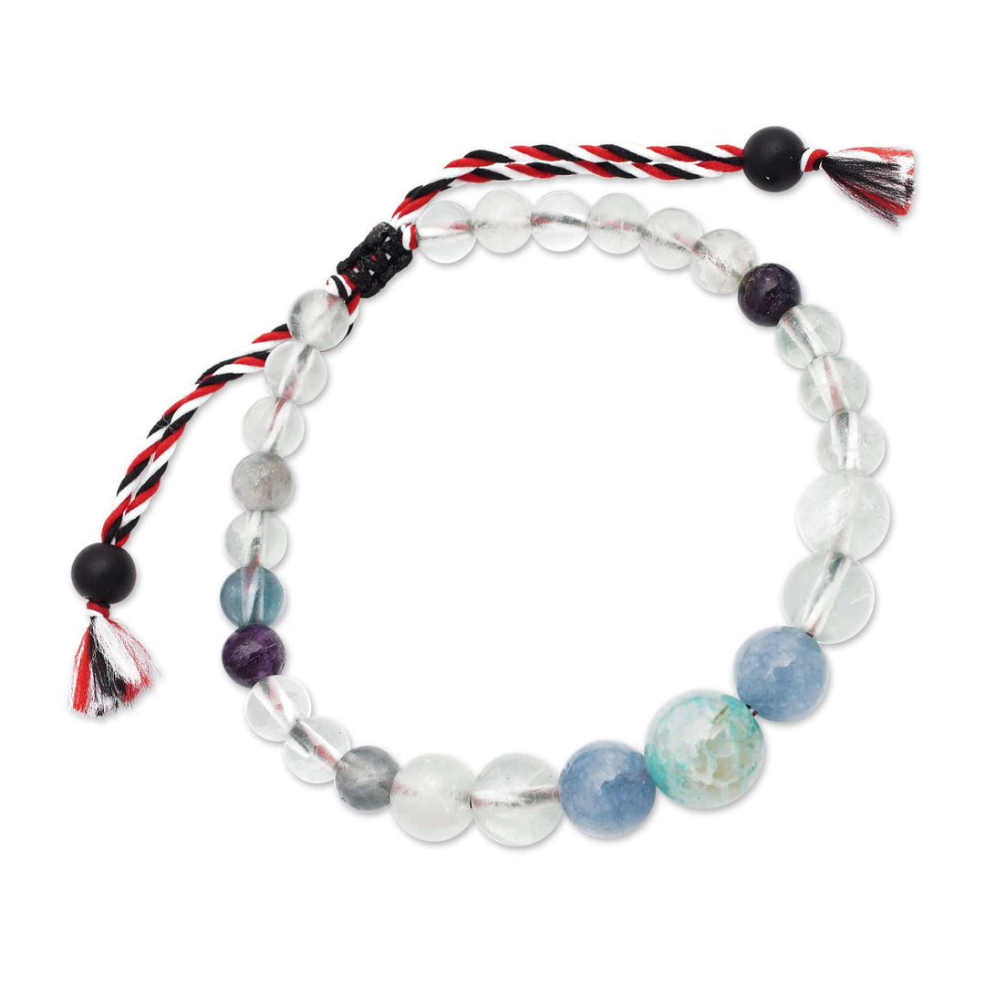 Fair Trade Fluorite and Aquamarine Beaded Bracelet from Bali - Times of Serenity