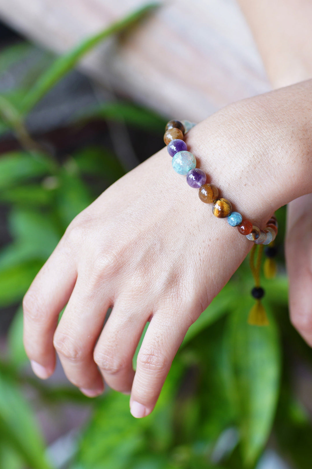 Folk Art Bohemian Multi-Gemstone Beaded Bracelet from Bali - Bold Glimpses