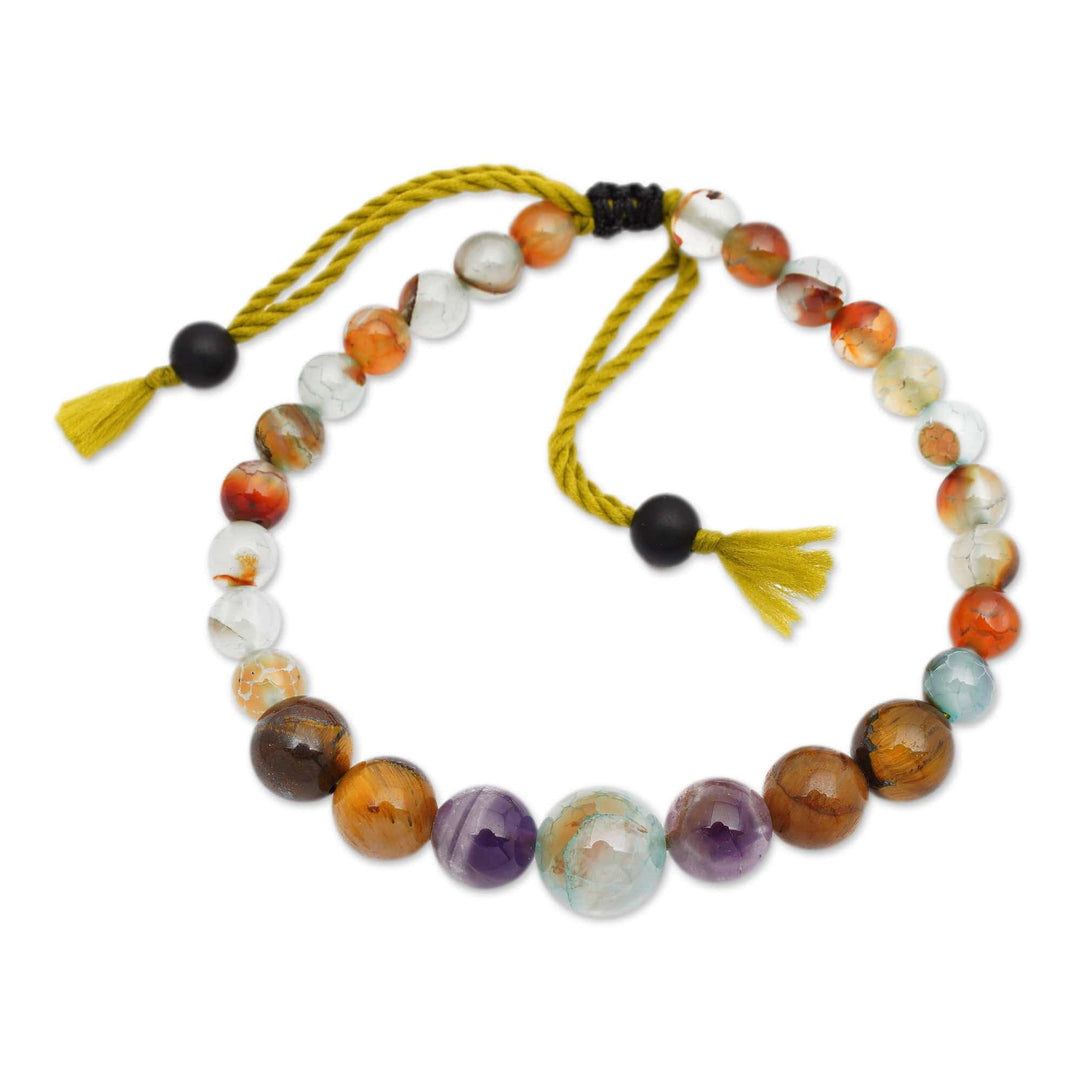 Folk Art Bohemian Multi-Gemstone Beaded Bracelet from Bali - Bold Glimpses