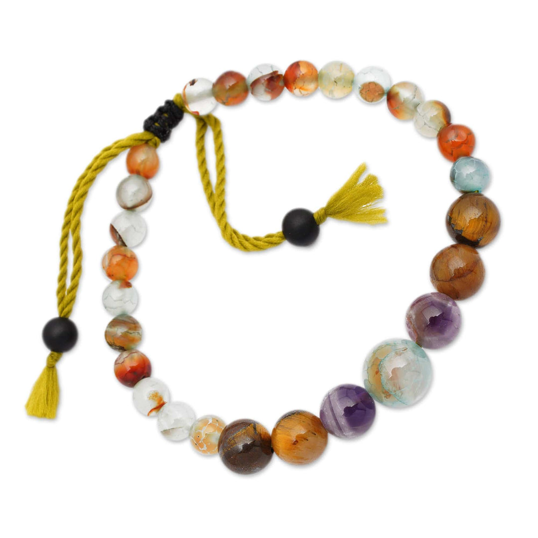 Folk Art Bohemian Multi-Gemstone Beaded Bracelet from Bali - Bold Glimpses