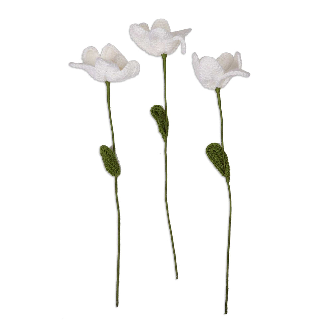 Fair Trade Crocheted 3-Piece White Lily Home Accent Set - Lily Spring