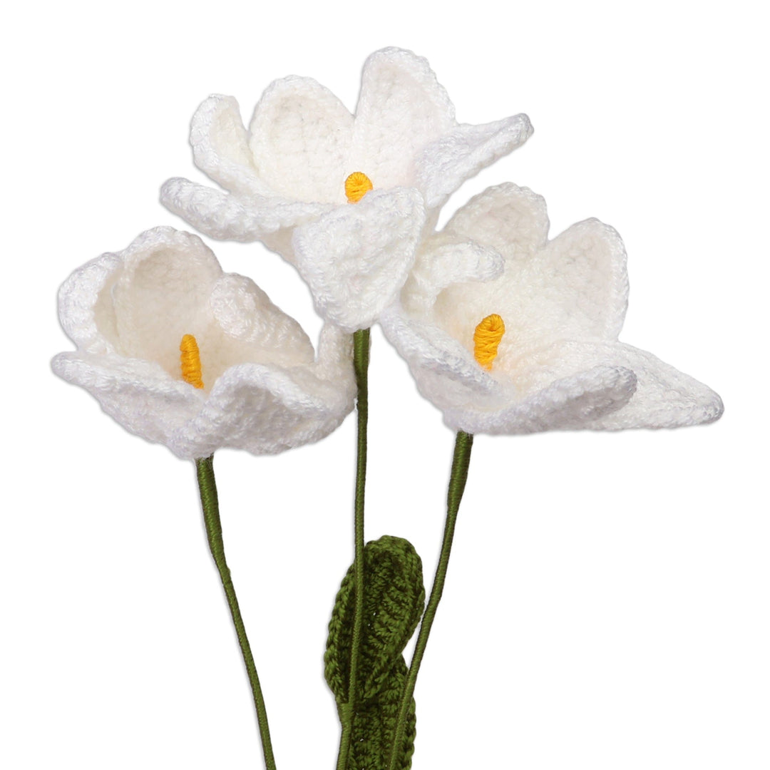 Fair Trade Crocheted 3-Piece White Lily Home Accent Set - Lily Spring