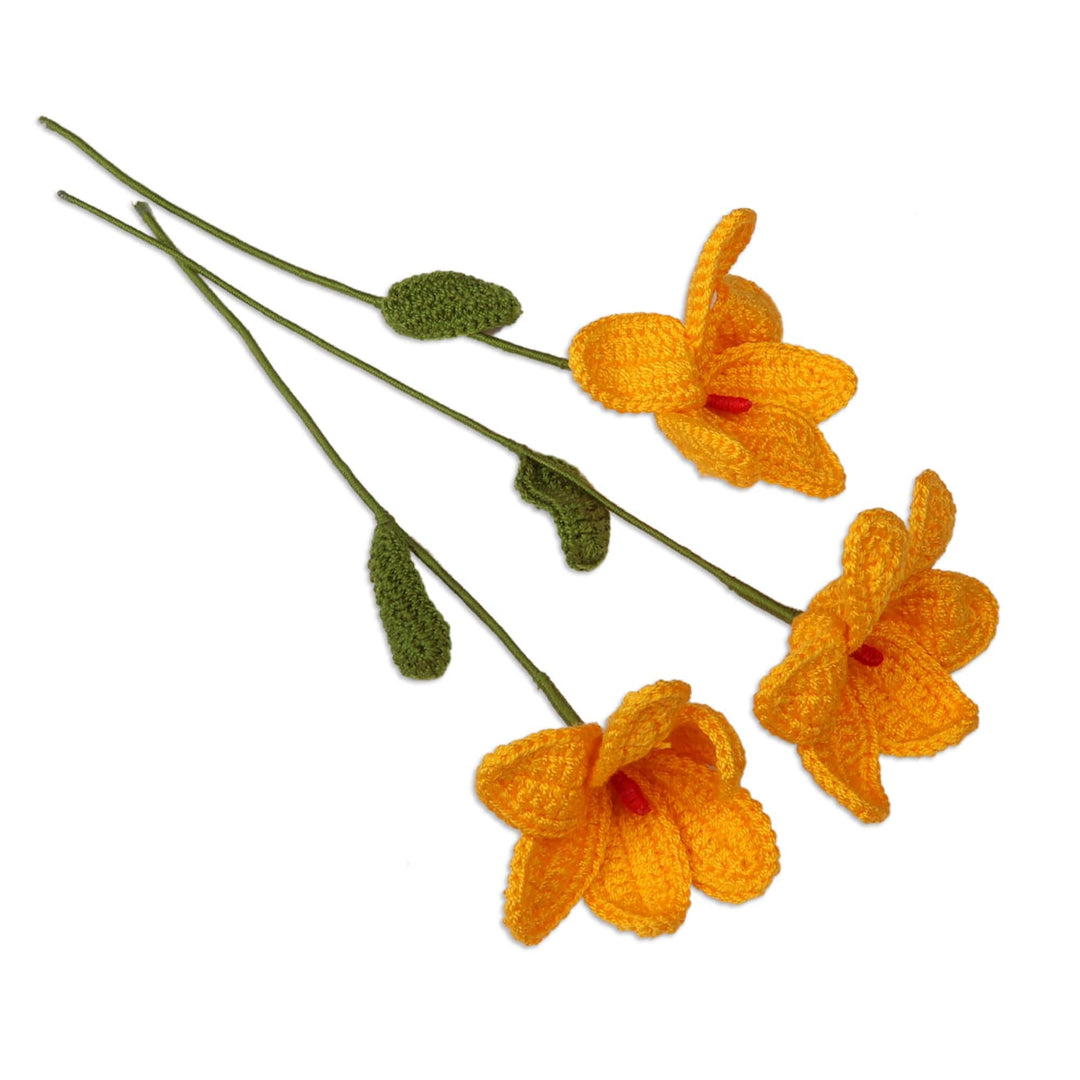 Spring-Themed Crocheted 3-Piece Yellow Lily Home Accent Set - Yellow Lily Spring